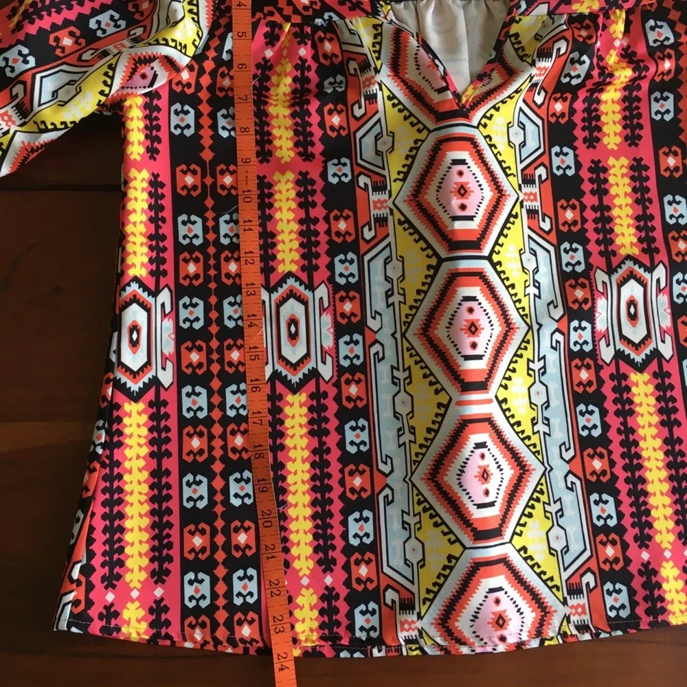 CK Bradley Kilim print ruffle neck blouse S - Picture 8 of 9